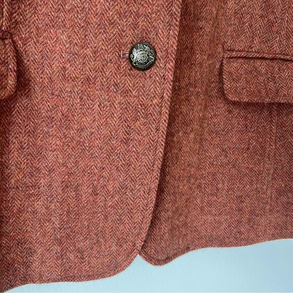 Talbots Shetland Herringbone Wool Blend Blazer Rust Brown Size 16 Classic - Picture 6 of 10